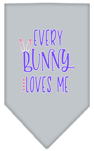 EveryBunny Loves Me Screen Print Bandana Grey Large